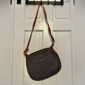 Eric Javits Woven Crossbody Bag Croc Embossed Strap